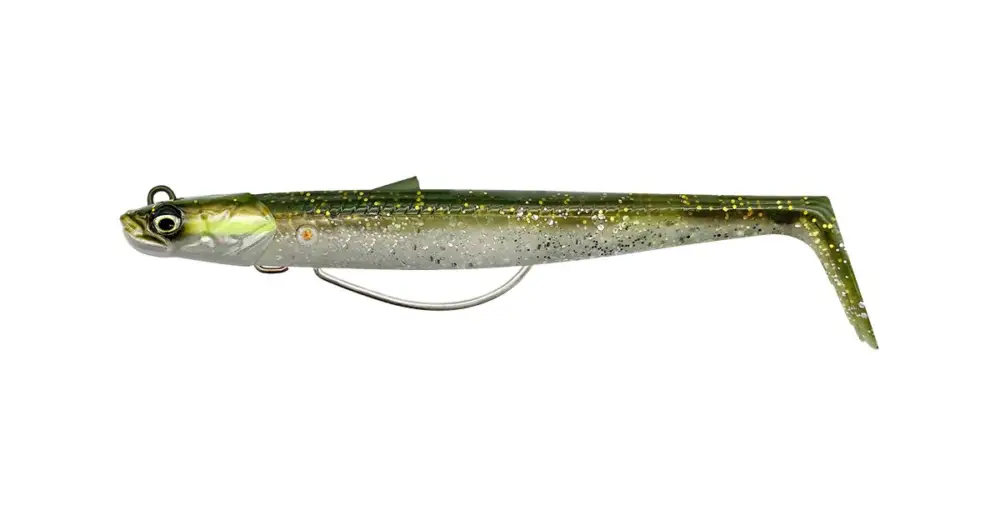 Pouze Dnes Savage Gear Gumová Nástraha Sandeel V2 WL Sinking Green Silver 2+1 - 13 cm 33 g