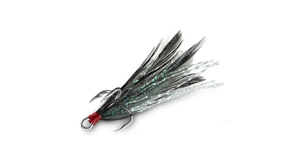Kup Teď Delphin Trojháček Bird Hook Triple Černá Pírka 3 ks - Velikost 4