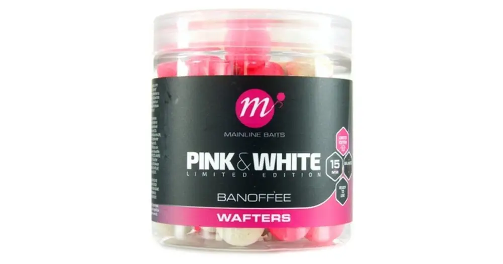 Originální Mainline Boilies Fluro Pink White Wafters Banoffee 15 mm