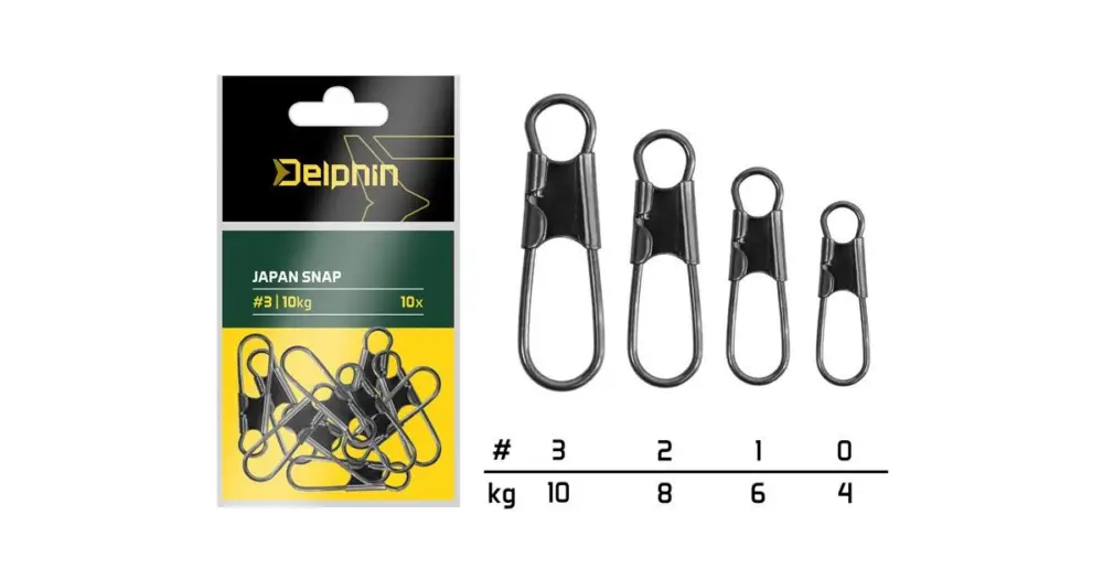 Vysoce Kvalitní Delphin Karabinka Japan snap 10 ks - Velikost 3 Nosnost 10 kg