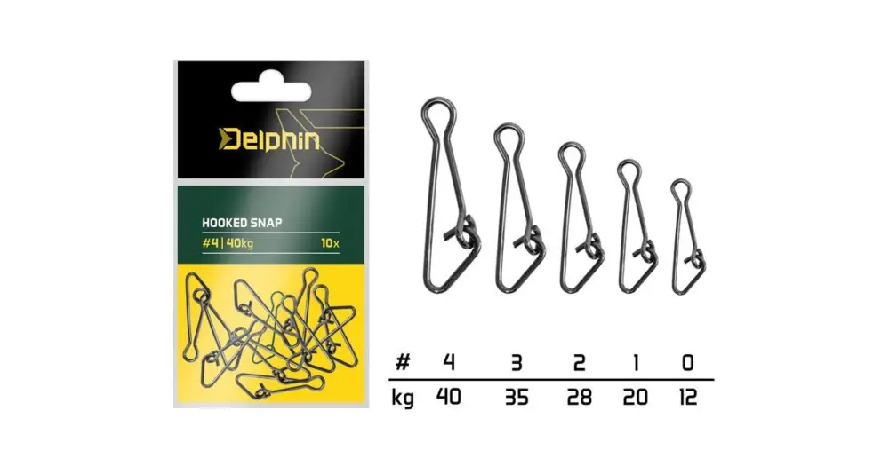 Delphin Karabinka Hooked Snap 10 ks - Velikost 4 Nosnost 40 kg Novinka