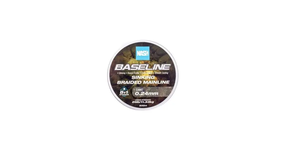 Nash Splétaná Šňůra Baseline Sinking Braid Camo 600 m - 0,24 mm 11,33 kg Expresní Doručení