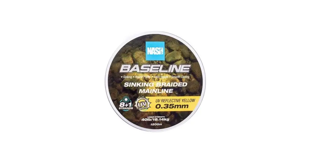 Nash Splétaná Šňůra Baseline Sinking Braid UV Yellow 1200 m - 0,35 mm 18,14 kg Super Cena