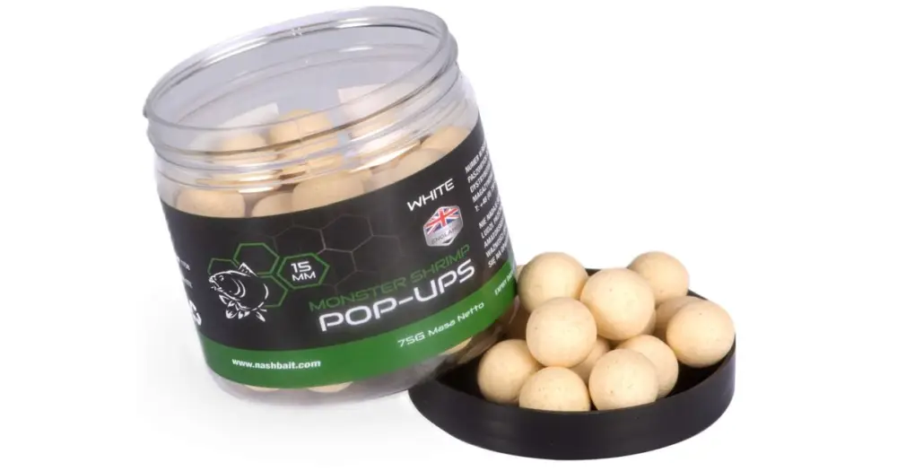 Hit Sezóny Nash Plovoucí Boilie Pop Ups Monster Shrimp White 75 g - 15 mm