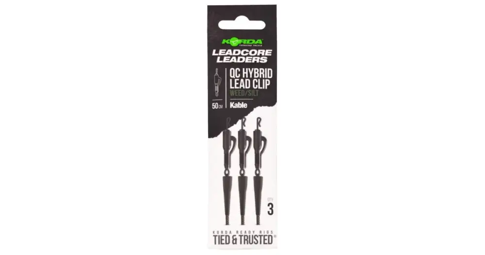 Korda Montáž Kable Leadcore Leader Hybrid Lead Clip QC Swivel 50 cm - Weed Levný