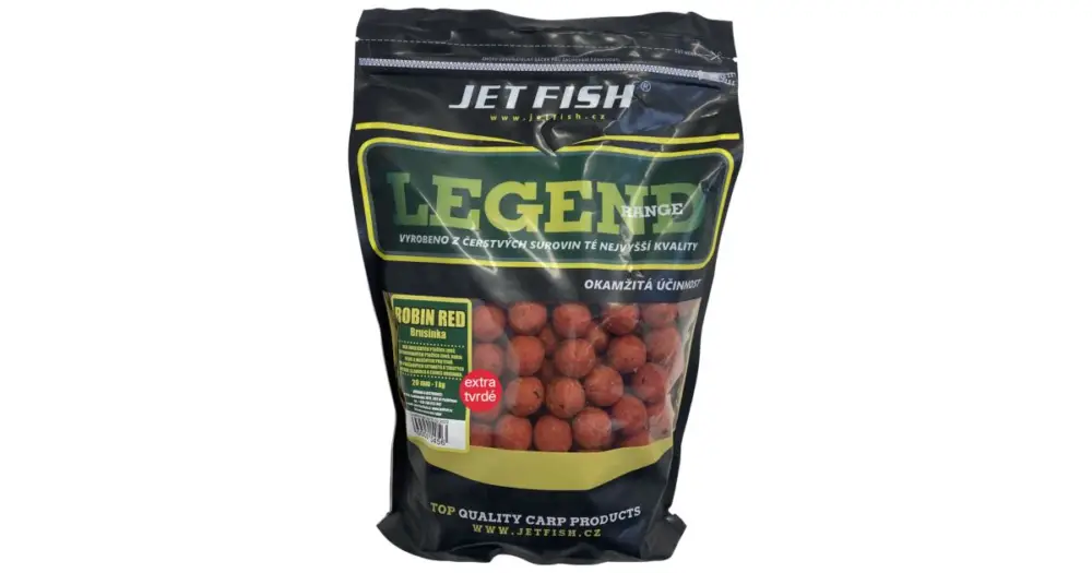 Jet Fish Extra Tvrdé Boilie Legend Range Robin Red Brusinka 250 g - 20 mm Vysoce Kvalitní