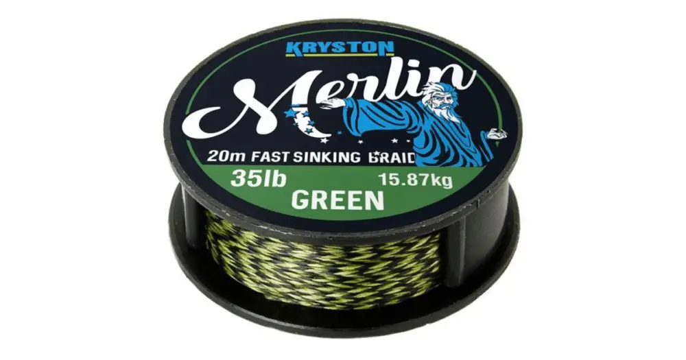 Novinka Kryston Návazcová Šňůrka Merlin Fast Sinking Braid Zelená 20 m-Nosnost 25 lb