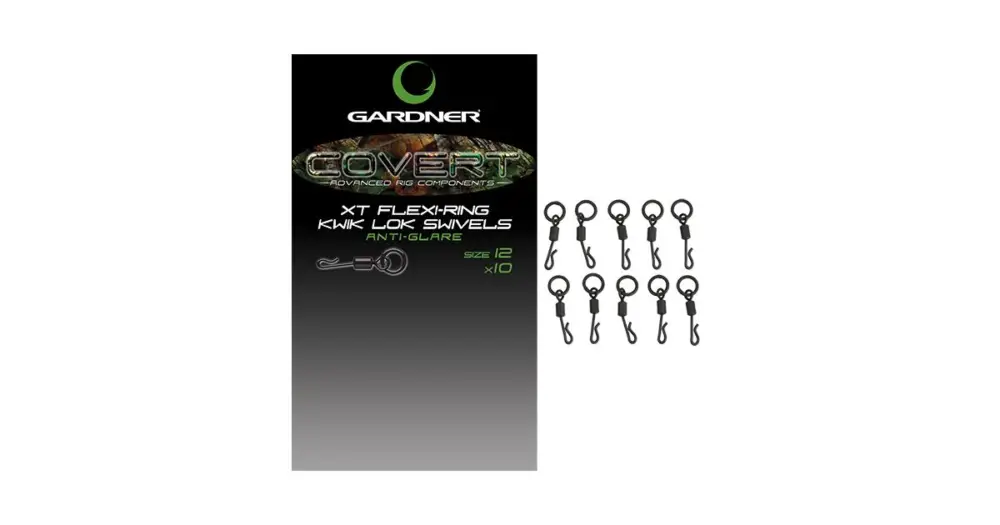 Gardner Obratlíky Covert XT Flexi-Ring Kwik Lok Swivels 10 ks Velikost 12 Značkový