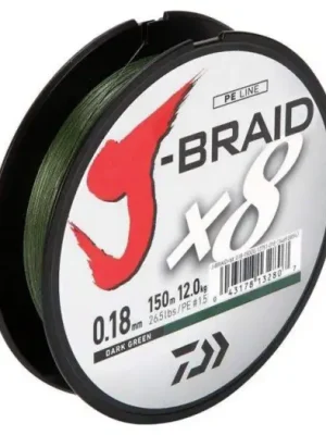 Akční Cena Daiwa Splétaná Šňůra J-Braid Dark Green 300 m-Průměr 0,18 mm / Nosnost 12 kg