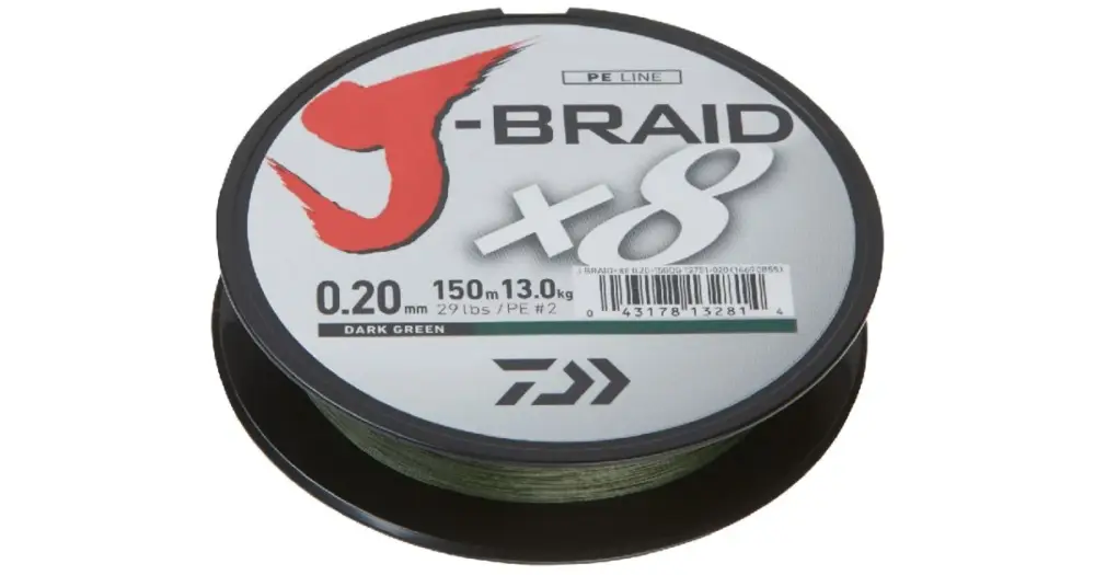 Daiwa Splétaná Šňůra J-Braid Dark Green 150 m-Průměr 0,22 mm / Nosnost 17 kg Ověřený