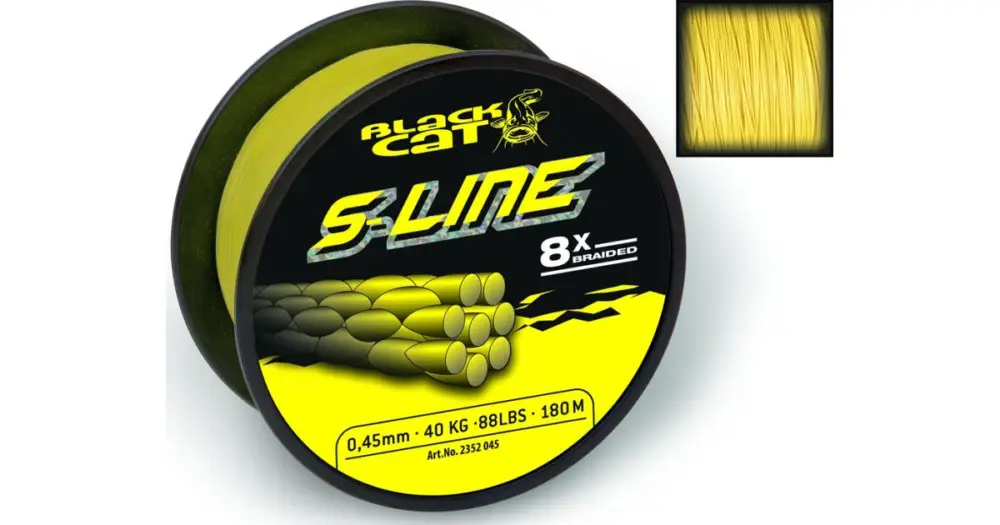 Objednat Nyní Black Cat Splétaná Šňůra S-Line Žlutá-Průměr 0,55 mm / Nosnost 70 kg / Návin 300 m