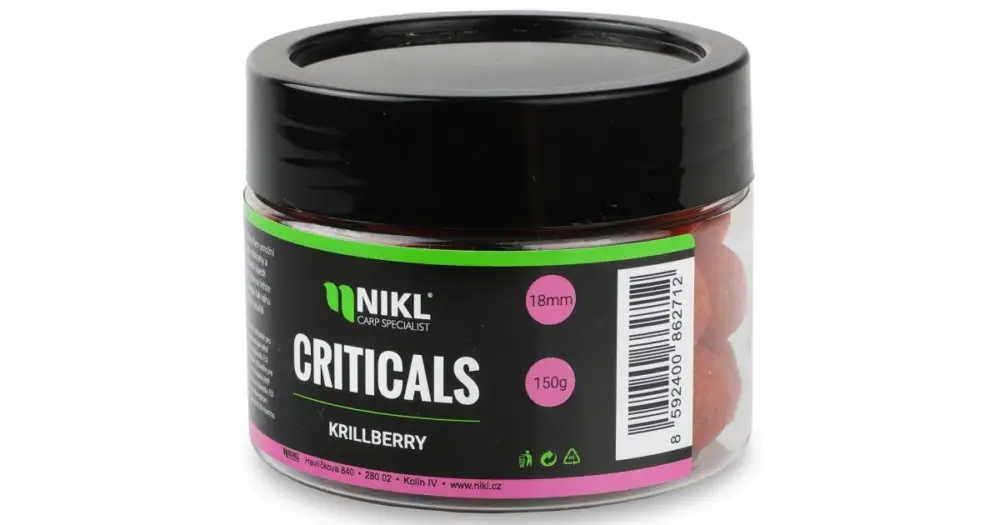 Zlevněný Nikl Boilie Criticals KrillBerry 150 g - 18 mm