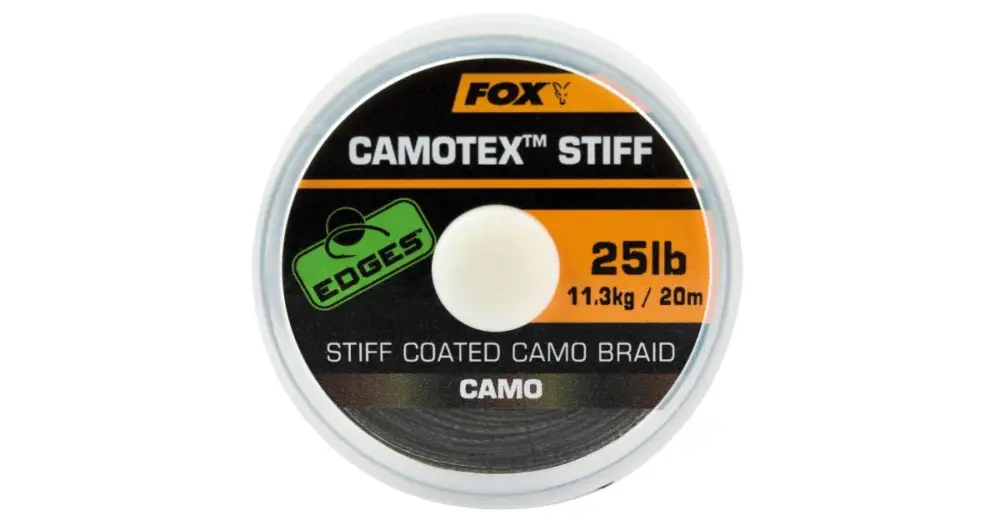 Fox Návazcová Šňůrka Edges Camotex Stiff 20 m-Průměr 20 lb / Nosnost 9,1 kg Dokud Zásoby Vydrží