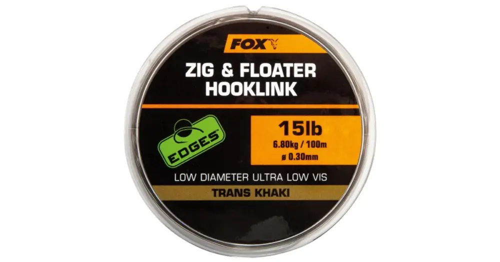 Fox Edges Zig & Floater Hooklink Trans Khaki 100 m-Průměr 0,28 mm / Nosnost 5,44 kg Sleva