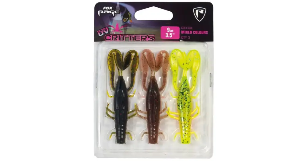 Fox Rage Gumová Nástraha Critters Mixed UV Colour Packs 3 ks-Délka 7 cm Nová Kolekce