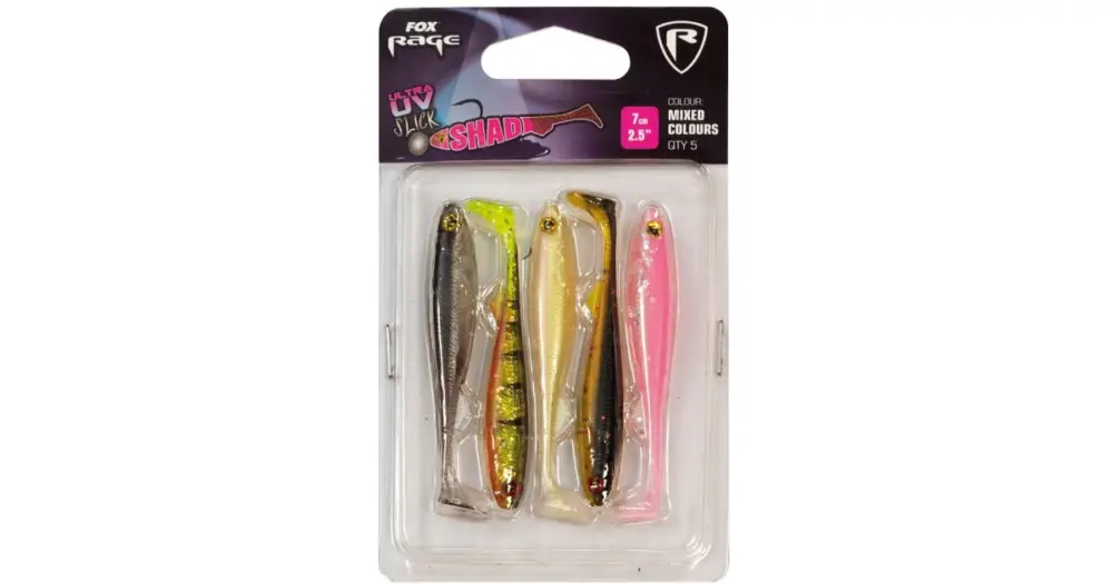 Značkový Fox Rage Gumová Nástraha Slick Shad UV Mixed Colour Packs 5 ks-Délka 9 cm