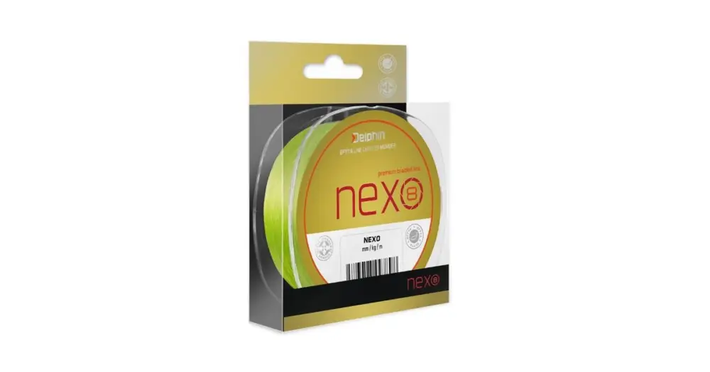 Delphin Splétaná Šňůrka Nexo 8 Fluo Zelená - Průměr 0,12 mm / Nosnost 16,5 lb / Návin 130 m Hit Sezóny