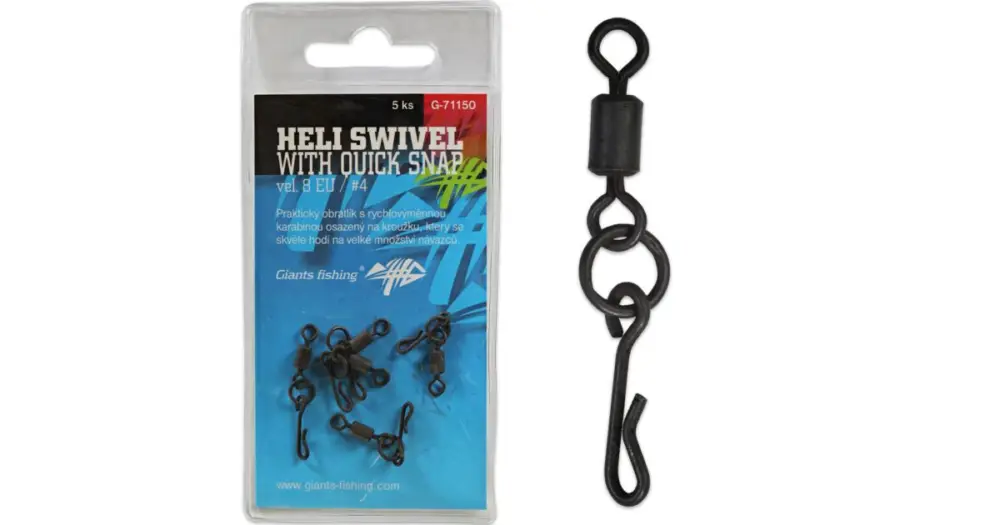 Giants Fishing Obratlík Heli Swivel With Quick Snap 5 ks - Velikost 8 Koupit Online