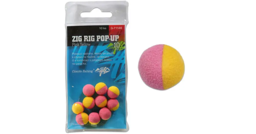 Giants Fishing Pěnové Plovoucí boilie Zig Rig Pop Up Pink Yellow 10 ks Jen Po Omezenou Doba