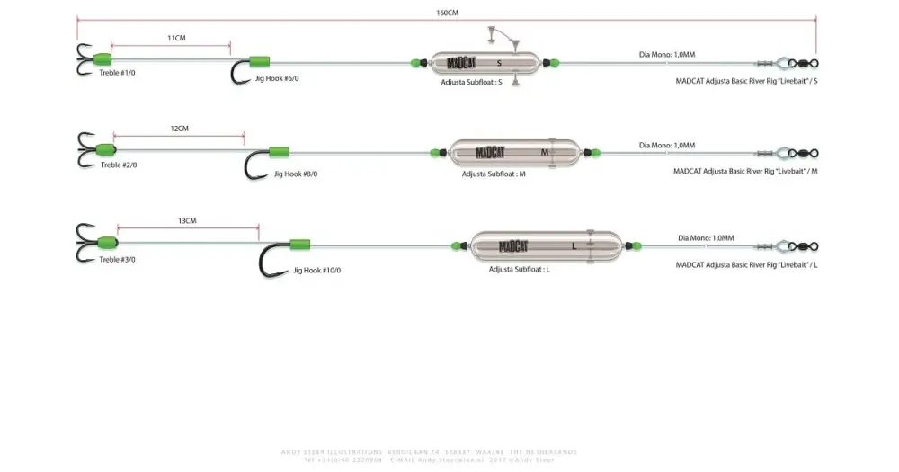 Madcat Sumcový Návazec Adjusta Basic River Rigs "Live Bait"-Velikost L Akce