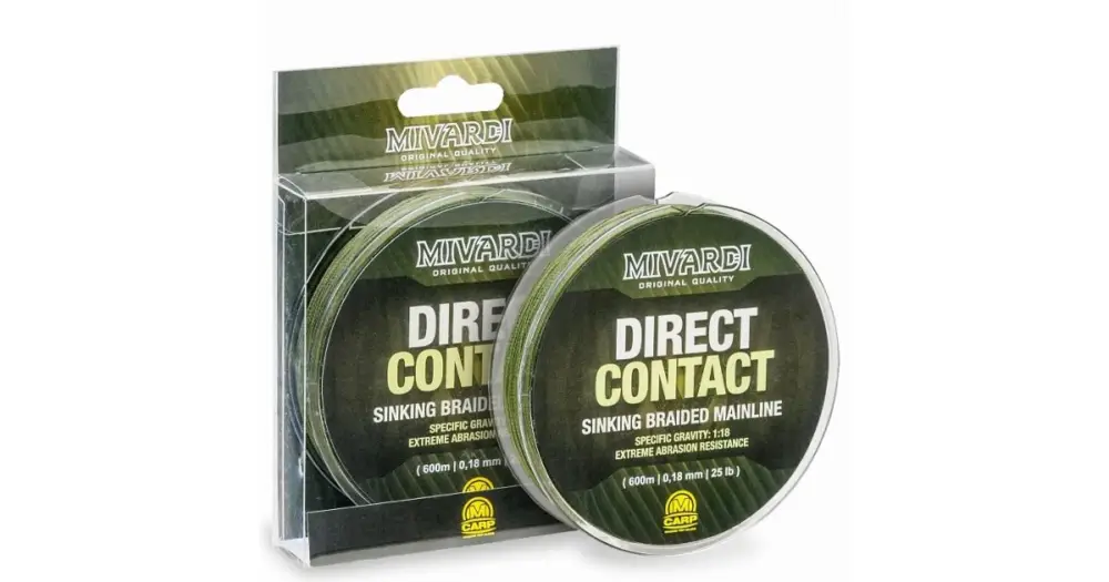 Mivardi Splétaná Šňůra Direct Contact Sinking Braid Green 600 m - Průměr 0,18 mm / Nosnost Víkendová Akce