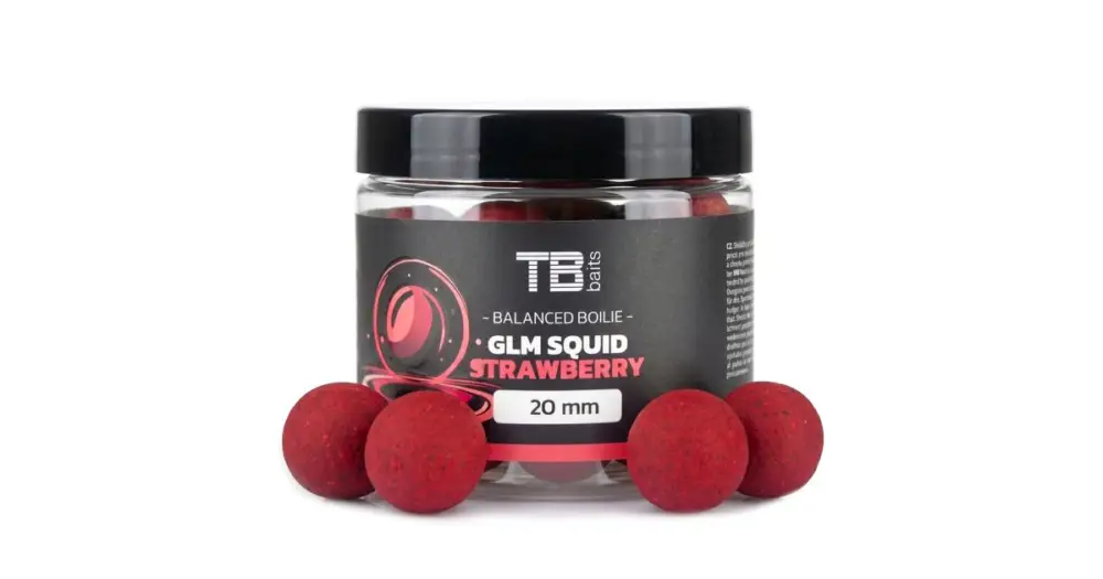 Rychlé Dodání TB Baits Vyvážené Boilie Balanced + Atraktor GLM Squid Strawberry 100 g - 20 mm