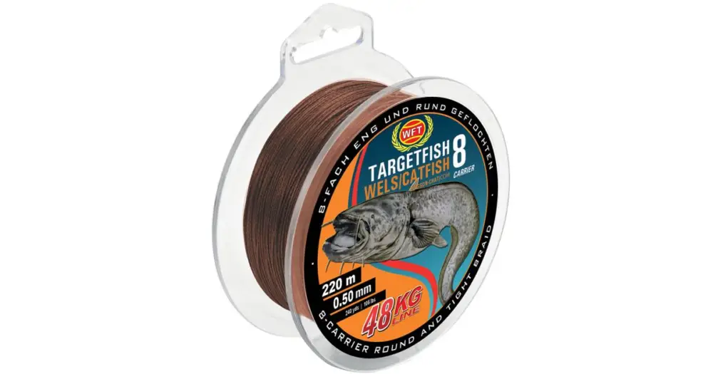 WFT Splétaná Šňůra Targetfish 8 Catfish Hnědá - 220 m 0,50 mm 48 kg Horká Nabídka