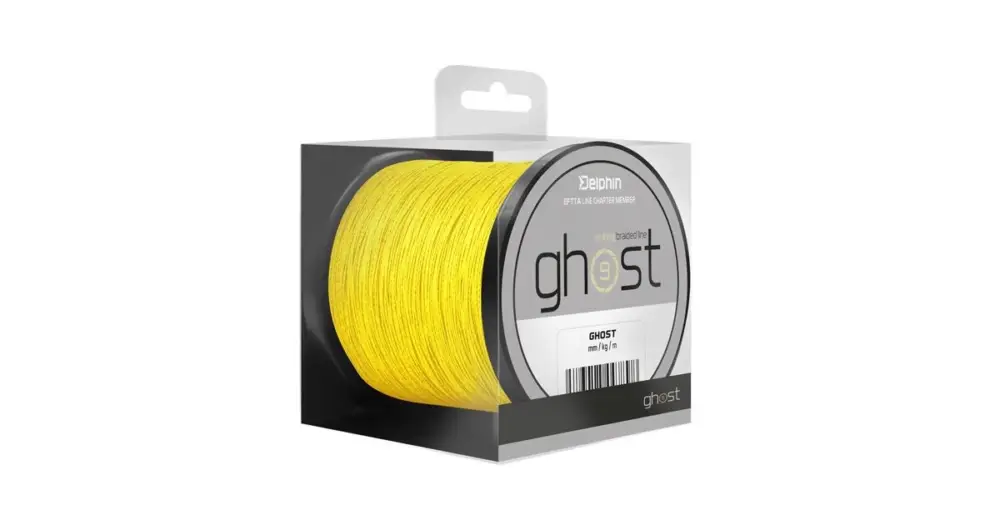 Delphin Splétaná Šňůra Ghost 8+1 Žlutá - 0,23 mm - 30 lb - 200 m Víkendová Akce