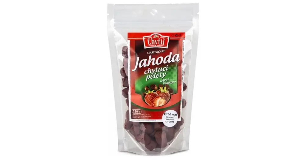 Horká Nabídka Chytil Chytací Pelety S Dírkou 250 g - Příchuť Jahoda - Průměr 14 mm