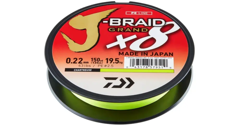 Daiwa Splétaná Šňůra J-Braid Grand X8E Chartreuse 270 m - 0,16 mm 10 kg Odeslání Ihned