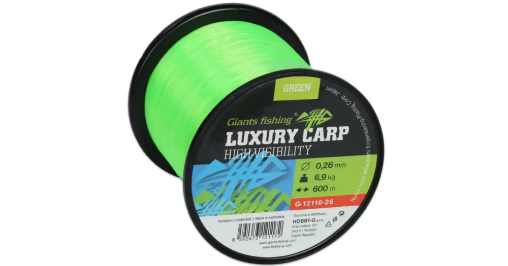 Originální Giants Fishing Vlasec Luxury Carp High Visibility Green - Průměr 0,28 mm / Nosnost 7,9 kg / Návin 1600 m