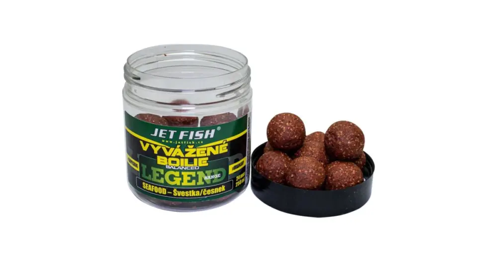 Jet Fish Vyvážené Boilie Legend Range 250 ml 24 mm - Seafood Švestka Česnek Expresní Doručení
