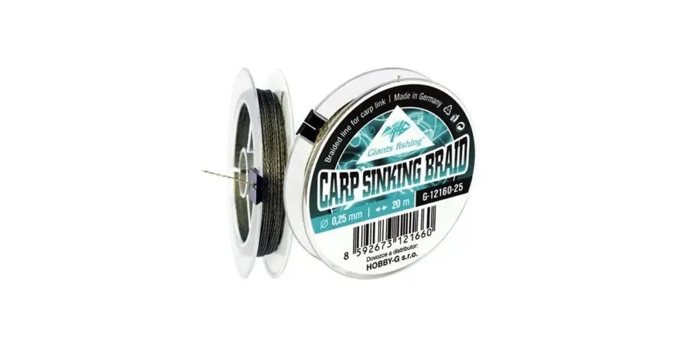 Nová Kolekce Giants Fishing Návazcová Šňůra Carp Sinking Braid 20 m - 0,10 mm 4,6 kg