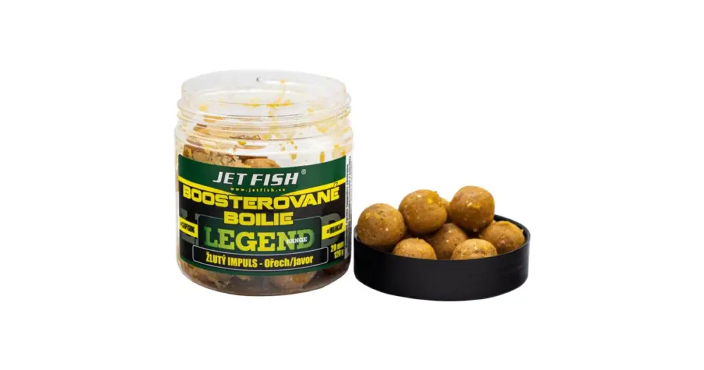 Jet Fish Boosterované Boilie Legend Range Žlutý Impuls Ořech Javor 250 ml - 24 mm Top Prodej