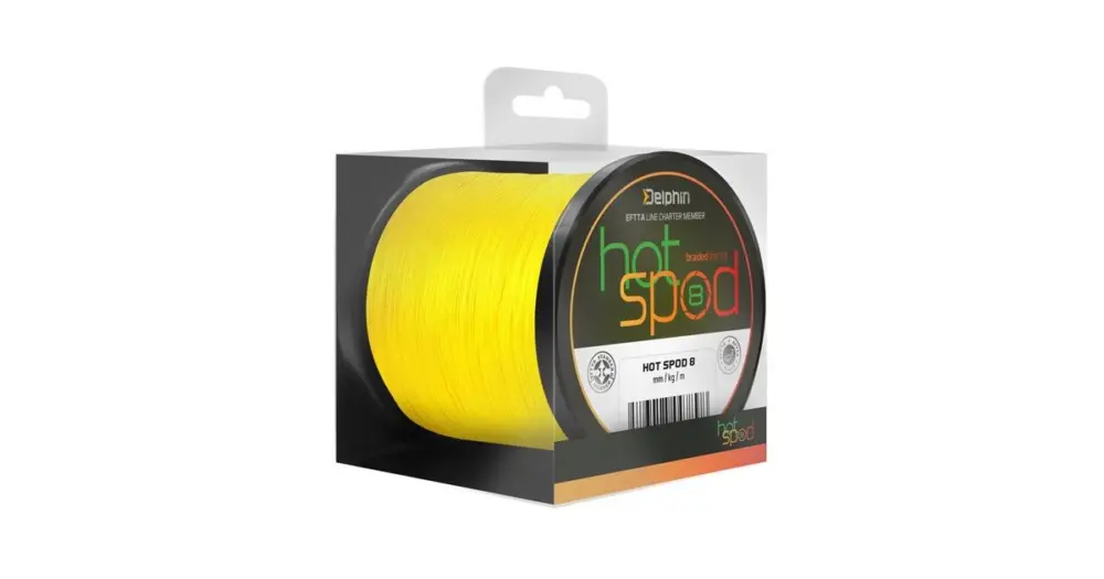 Delphin Spodová Šňůra HotSPOD 8 Žlutá 0,14 mm 9,6 kg 300 m Cenová Bomba