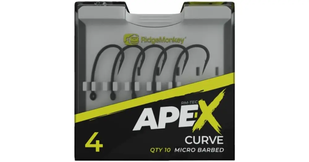 RidgeMonkey Háček Ape-X Curve Barbed 10 ks - Velikost 8 Dokud Zásoby Vydrží