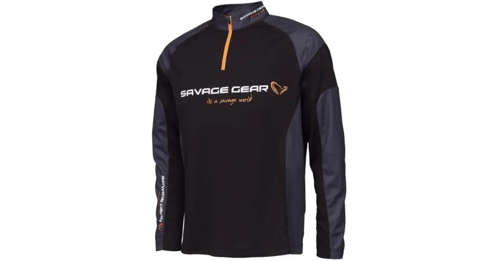Savage Gear Tričko Tournament Gear Shirt 1/2 Zip Black INK - XL Originální