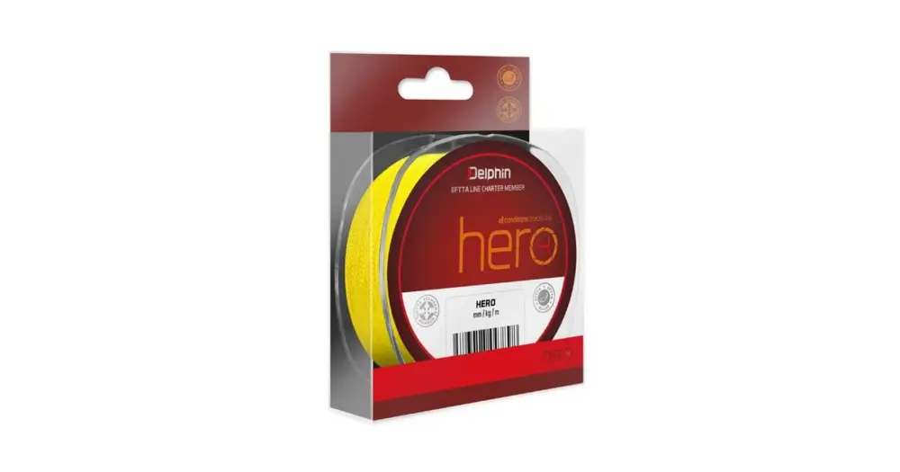 Delphin Splétaná Šňůra Hero 4 Fluo Žlutá 300 m - 0,30 mm 20,4 kg Rychlé Dodání