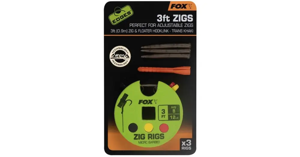 Fox Návazec Zig Rigs 3 FT 0.9 m 3 ks Háček 8 Nosnost 12 lb Omezená Nabídka