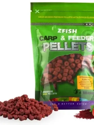 Akce Zfish Chytací Pelety Carp & Feeder Pellets 8 mm 200 g - Strawberry Robin Red