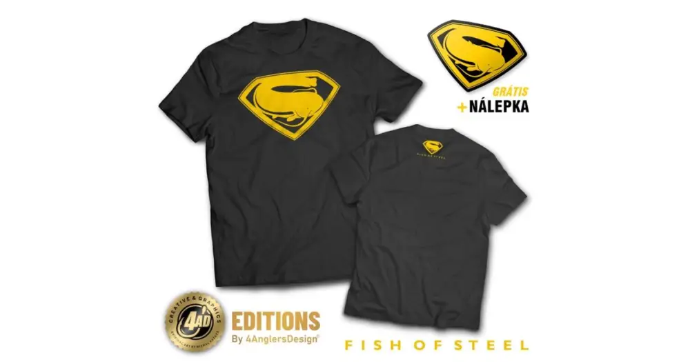 4ANGLERSDESIGN Tričko Fish Of Steel - S Vysoce Kvalitní