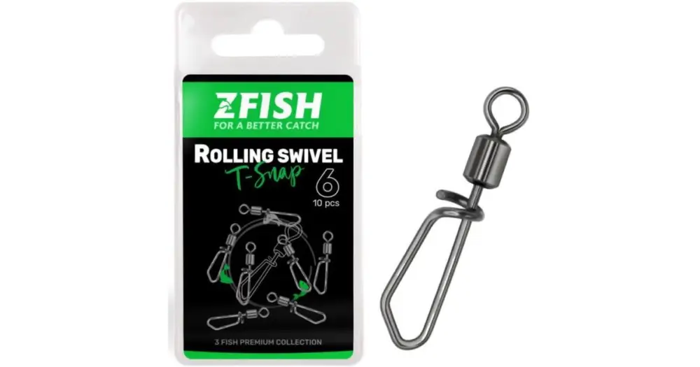 Novinka Zfish Obratlík s Karabinkou Rolling Swivel With T Snap 10 ks - Velikost 8 Nosnost 35 kg