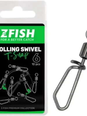 Zfish Obratlík s Karabinkou Rolling Swivel With T Snap 10 ks - Velikost 14 Nosnost 14 kg Expresní Doručení