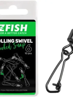Zfish Obratlík S Karabinkou Rolling Swivel a Hooked Snap 10 ks - Velikost 10 Nosnost 21 kg Must-Have