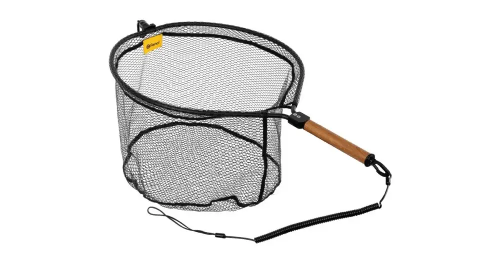 Fencl Muškařský Podběrák King M Natur s Pogumovanou Sítí Magnetický Držák a Pojistné Lanko 40x35 cm Akční Nabídka
