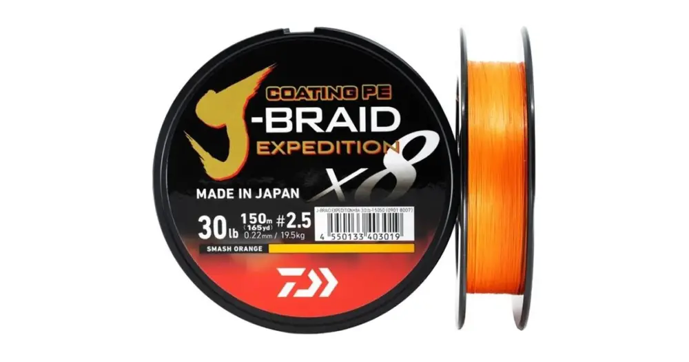 Poslední Šance Daiwa Splétaná Šňůra J-Braid Expedition X8E Smash Orange 150 m - 0,16 mm 9,8 kg