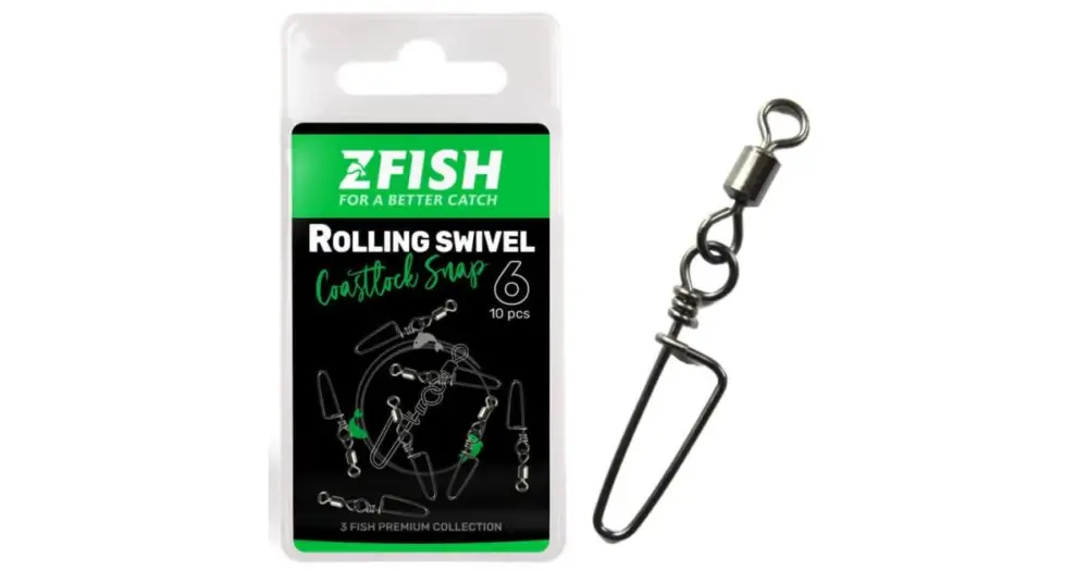 Zfish Obratlík s Karabinou Rolling Swivel & Coastlock Snap 10 ks - Velikost 10 Nosnost 20 kg Vrácení Zdarma