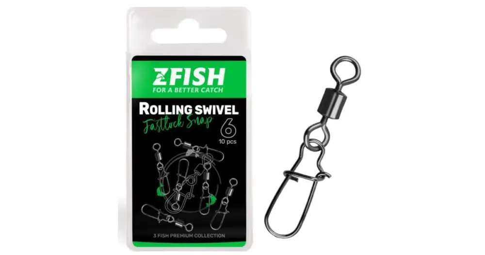 Zfish Obratlík s Karabinou Rolling Swivel & Fastlock Snap 10 ks - Velikost 14 Nosnost 16 kg Pouze Dnes