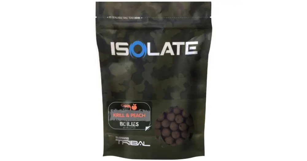 Akce Shimano Boilie Isolate Krill Peach - 1 kg 20 mm
