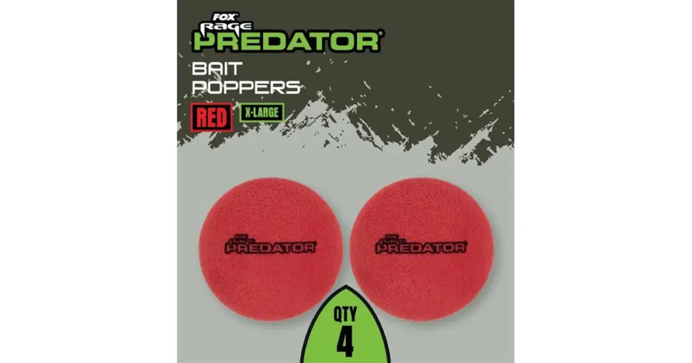 Fox Rage Predator Plovoucí Pěna Bait Poppers 4 ks - Červená X-Large Nová Kolekce